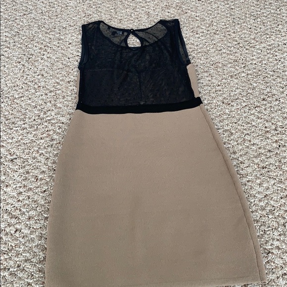 Black & Tan Dress, Sheer at top, M - Picture 4 of 5